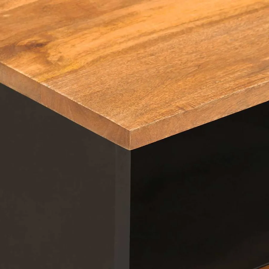 Tables de chevet 2 pcs marron et noir bois de manguier solide - 8