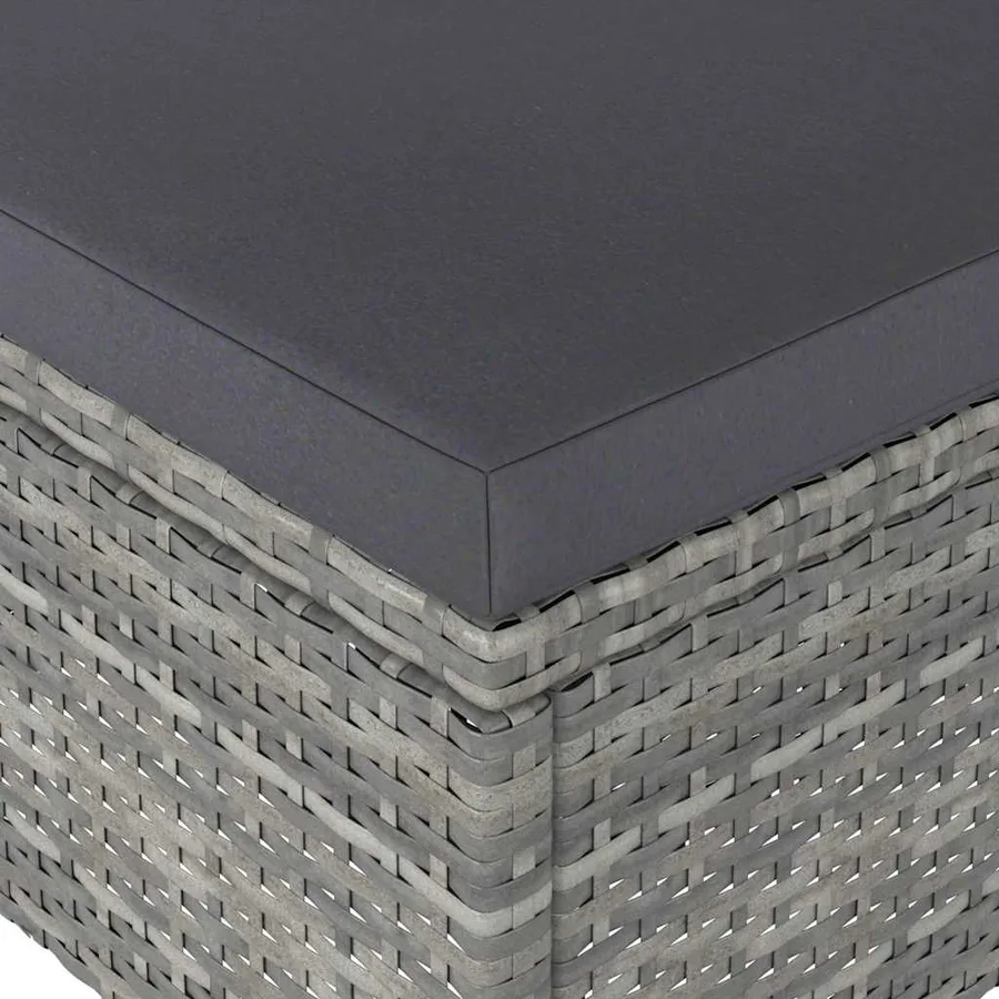 Jeu de chaise et tabouret de jardin 4 pcs Résine tressée Gris - 10