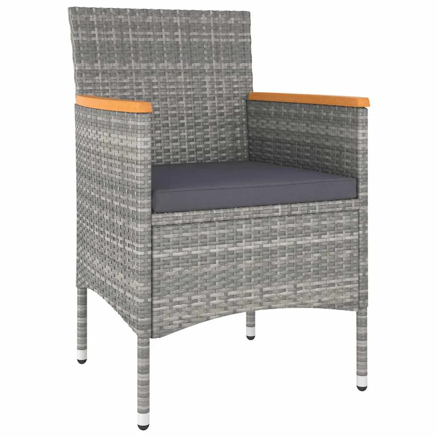 Jeu de chaise et tabouret de jardin 4 pcs Résine tressée Gris - 3