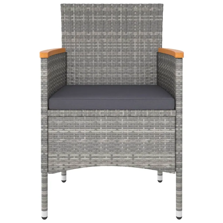 Jeu de chaise et tabouret de jardin 4 pcs Résine tressée Gris - 4