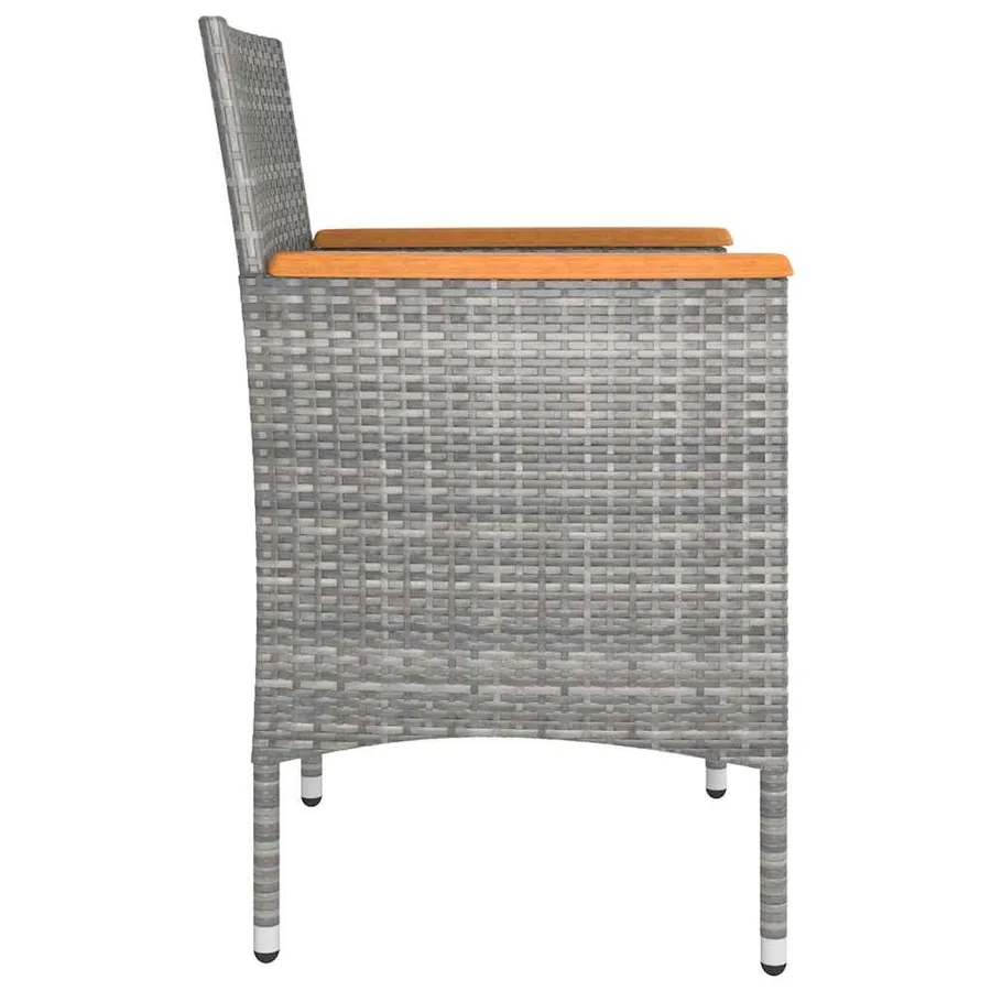 Jeu de chaise et tabouret de jardin 4 pcs Résine tressée Gris - 5