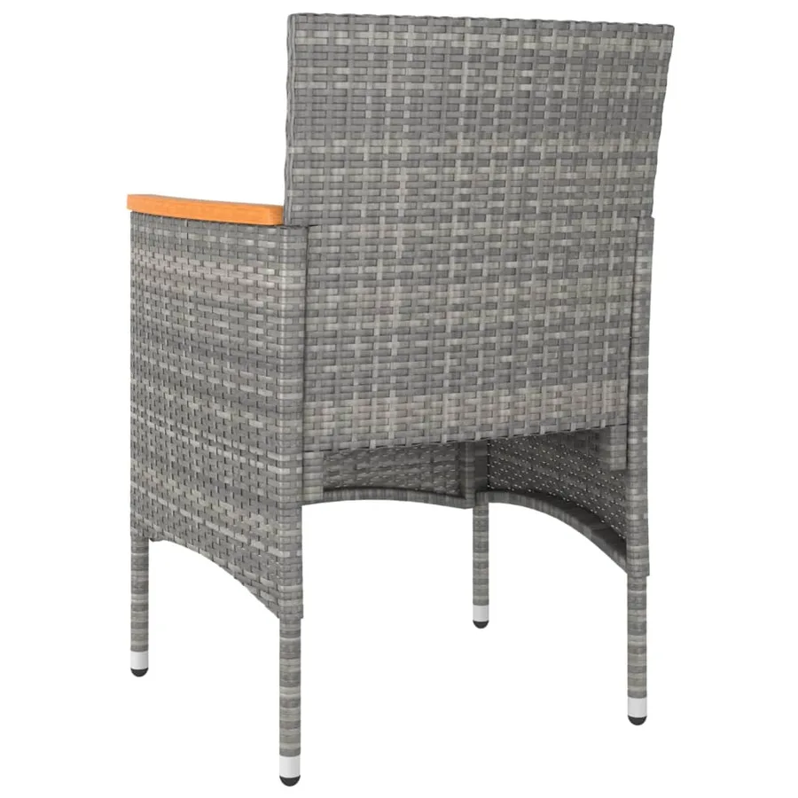Jeu de chaise et tabouret de jardin 4 pcs Résine tressée Gris - 6