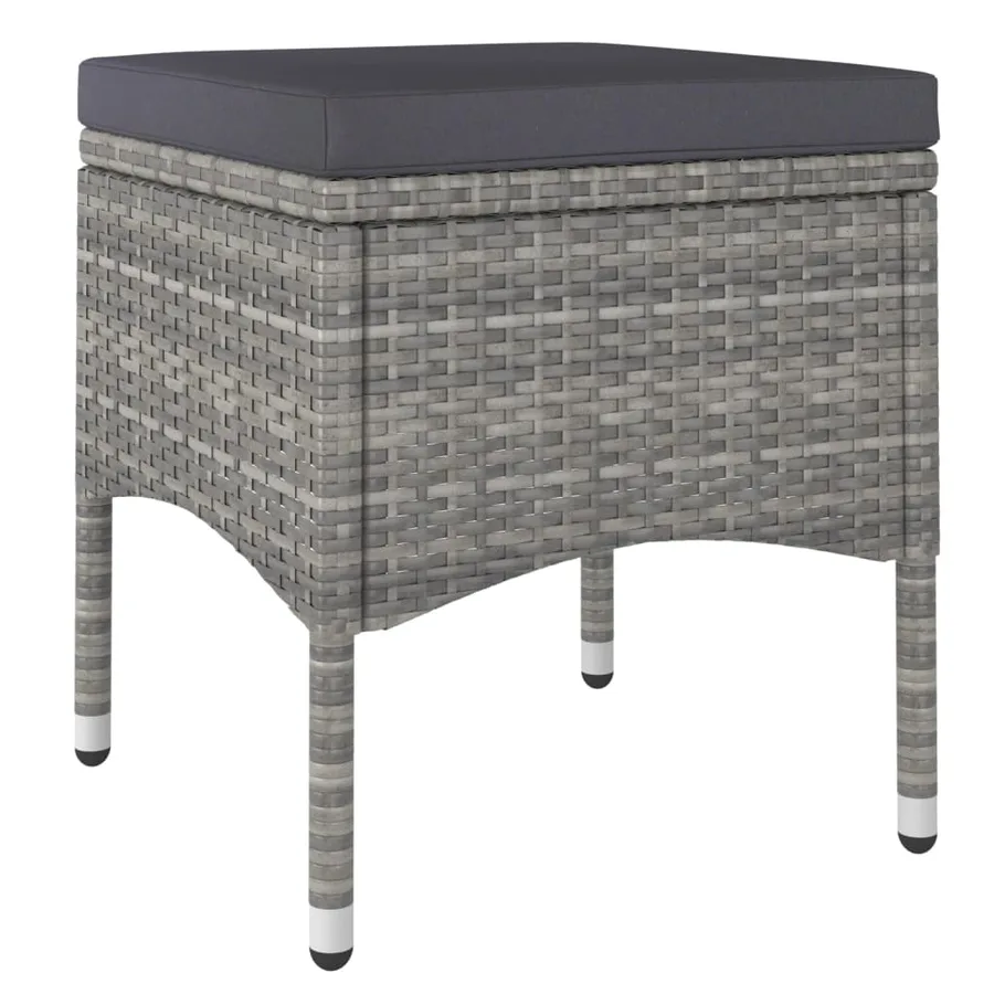 Jeu de chaise et tabouret de jardin 4 pcs Résine tressée Gris - 7