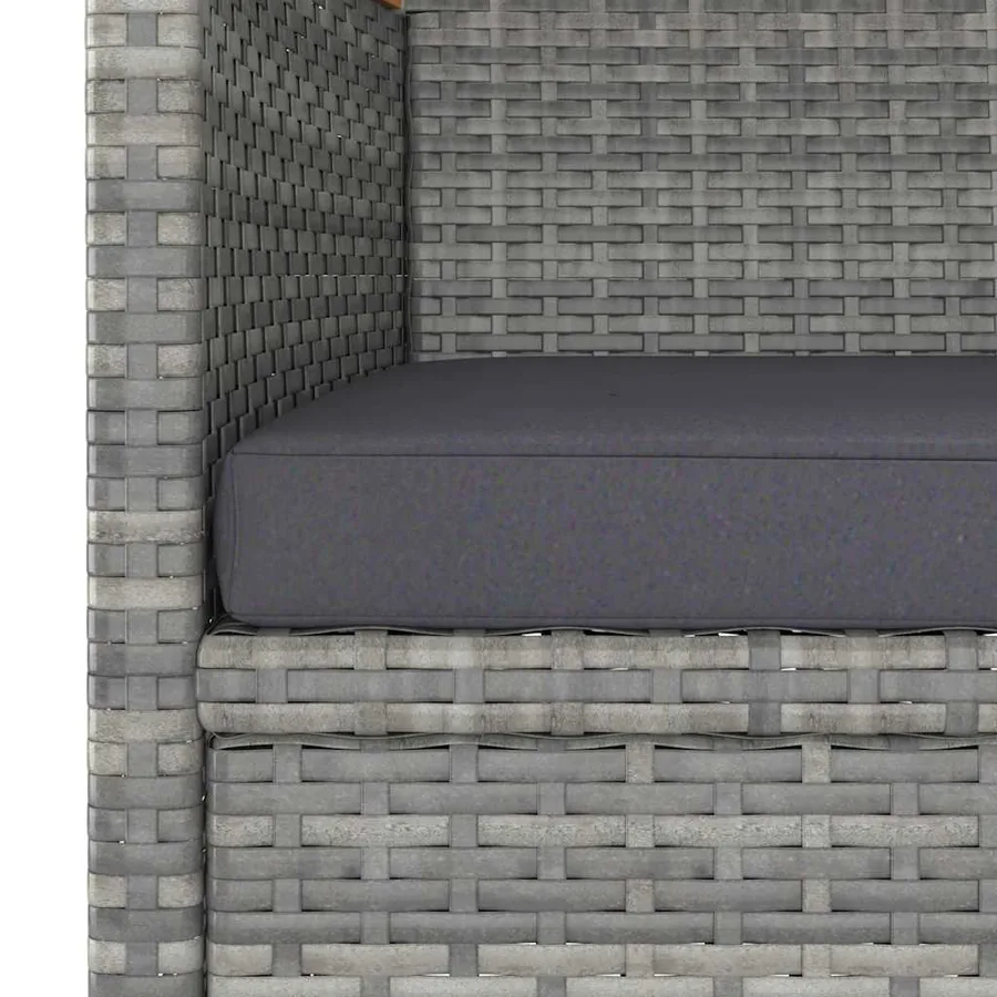 Jeu de chaise et tabouret de jardin 4 pcs Résine tressée Gris - 9