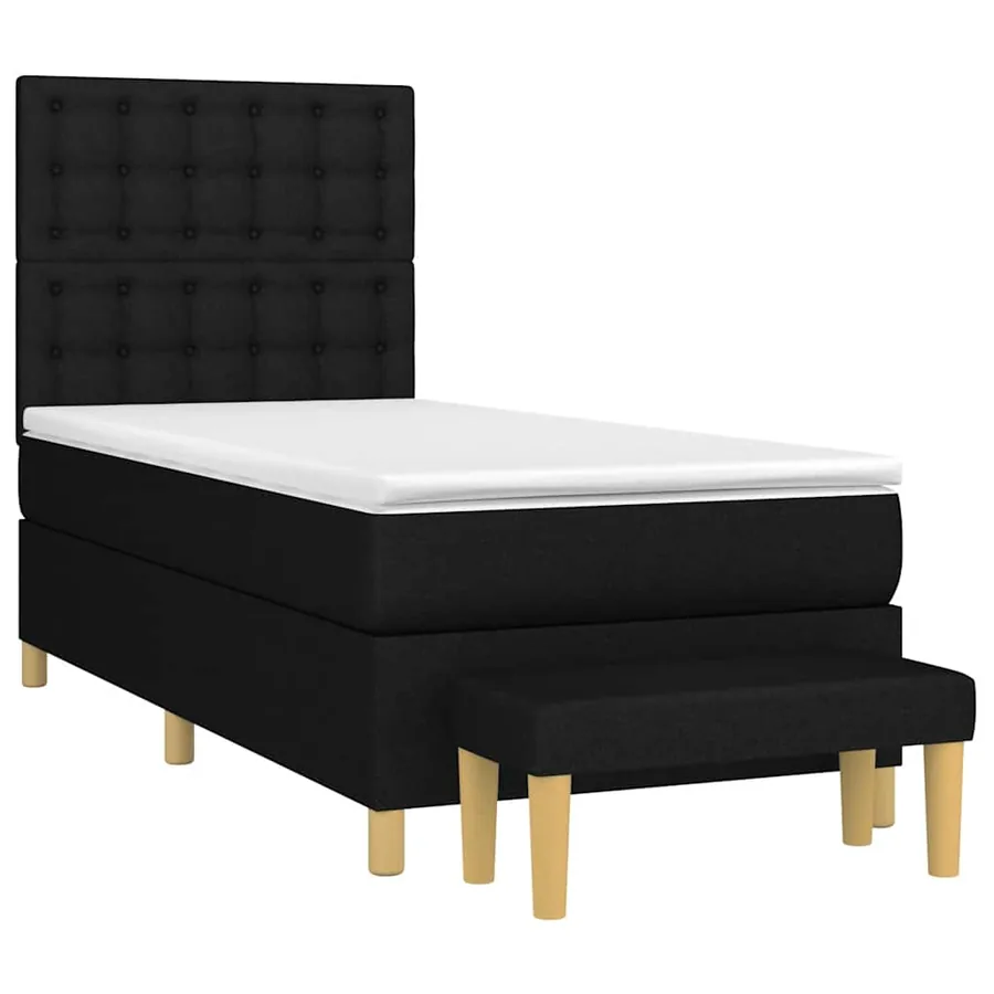 Sommier à lattes de lit et matelas Noir 80x200 cm Tissu - 3