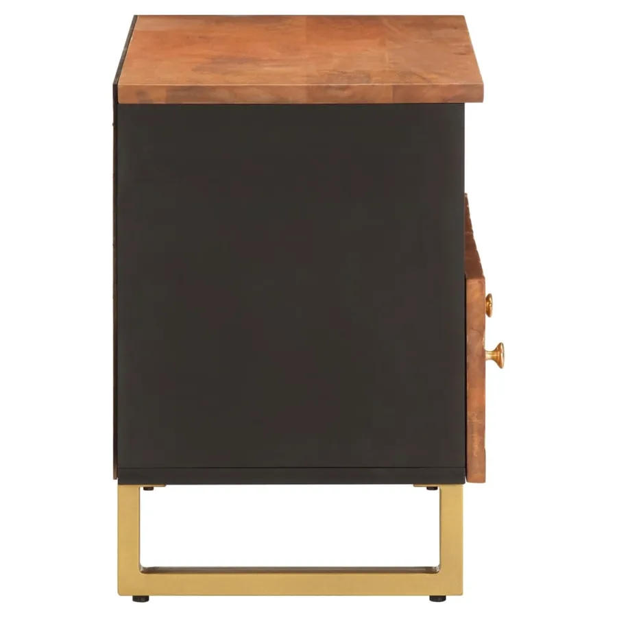 Meuble TV marron et noir 70x33,5x46 cm bois massif de manguier - 5