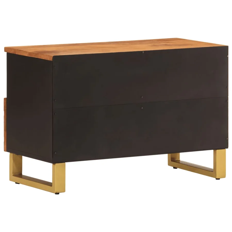 Meuble TV marron et noir 70x33,5x46 cm bois massif de manguier - 6