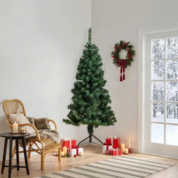 Sapin de Noël artificiel d'angle Vert 210 cm PVC