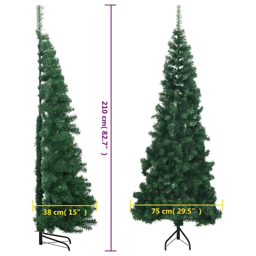 Sapin de Noël artificiel d'angle Vert 210 cm PVC - 9