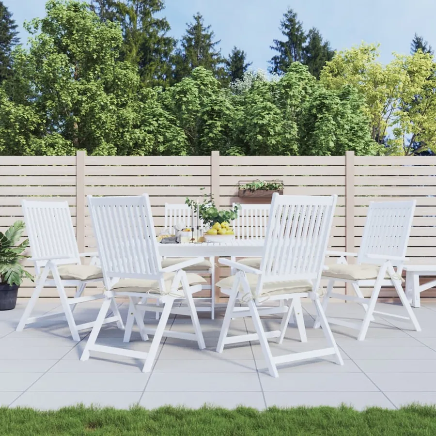 Coussins de chaise lot de 6 blanc crème 50x50x7 cm tissu oxford
