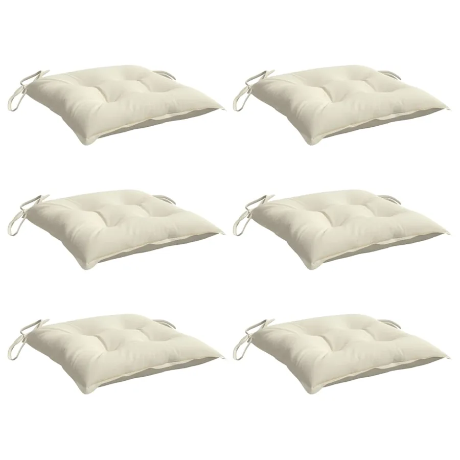Coussins de chaise lot de 6 blanc crème 50x50x7 cm tissu oxford - 3
