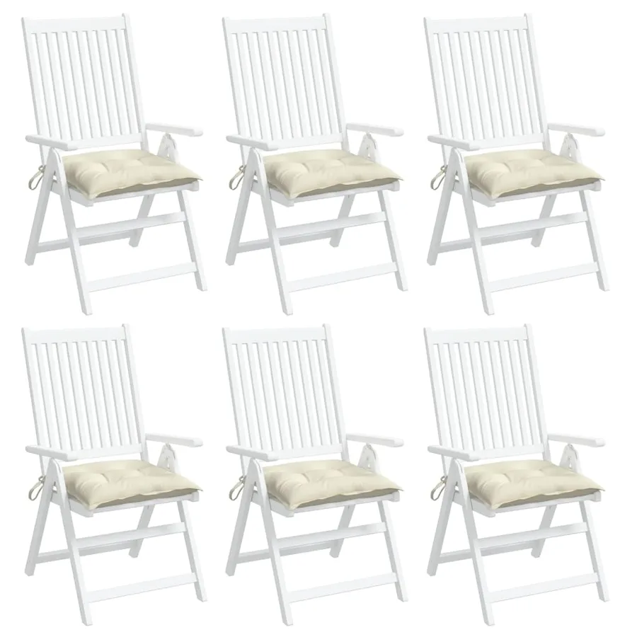 Coussins de chaise lot de 6 blanc crème 50x50x7 cm tissu oxford - 4