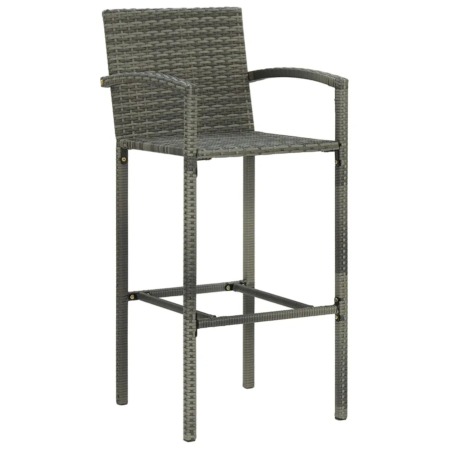 Tabourets de bar lot de 2 gris résine tressée - 2