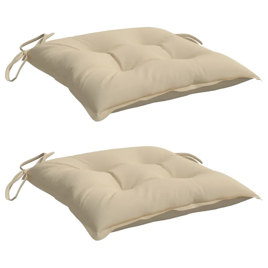 Coussins de chaise lot de 2 beige 40x40x7 cm tissu oxford - 3