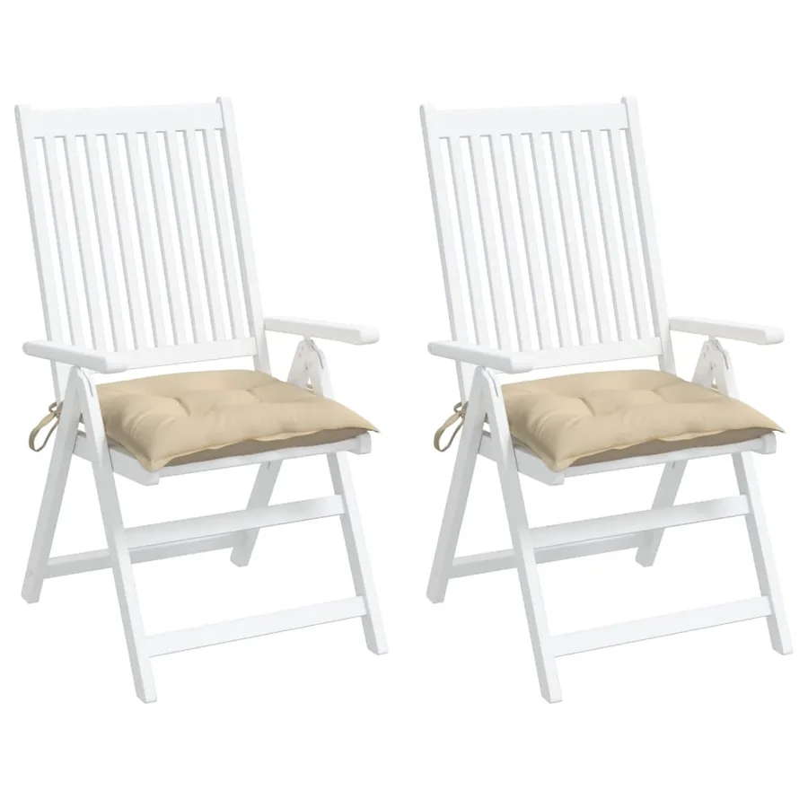 Coussins de chaise lot de 2 beige 40x40x7 cm tissu oxford - 4