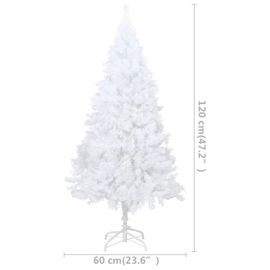 Arbre de Noël artificiel pré-éclairé et boules blanc 120 cm PVC - 13