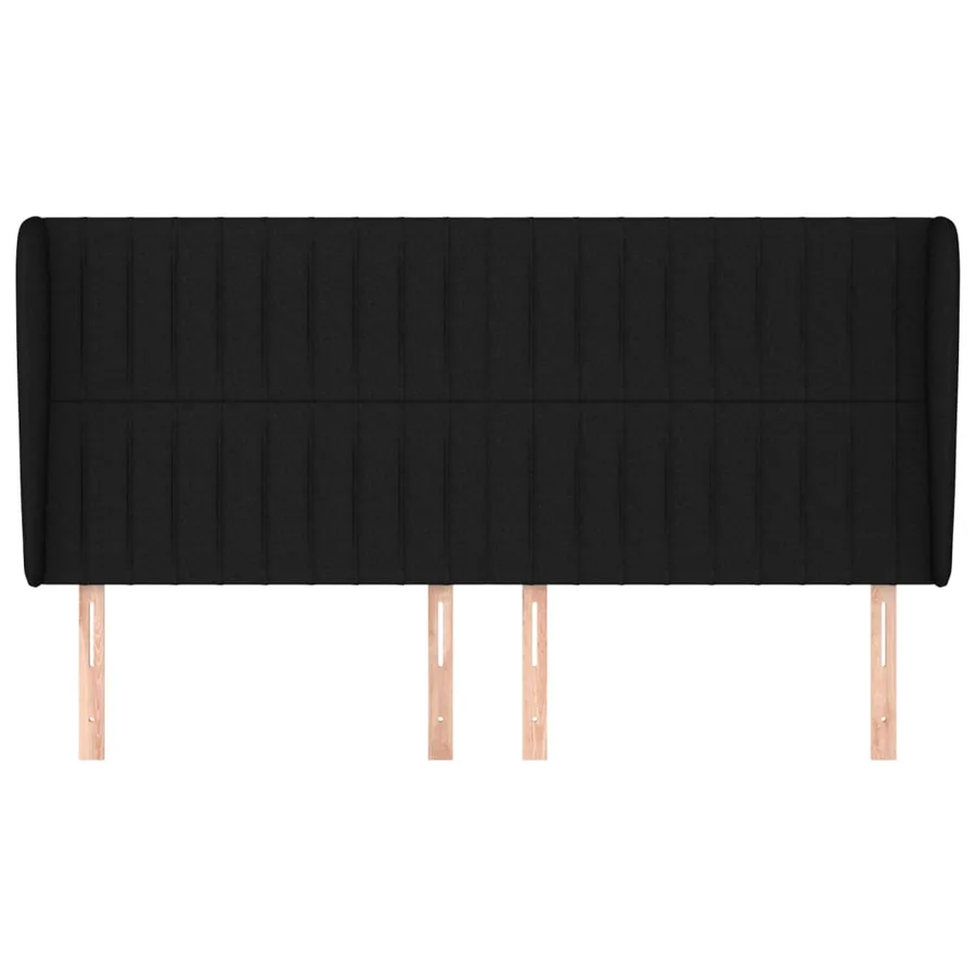 Tête de lit avec oreilles Noir 163x23x118/128 cm Tissu - 3