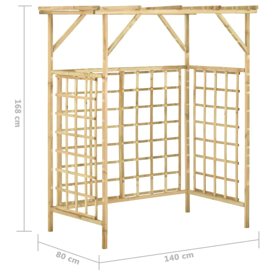 Pergola de jardin pour poubelles doubles Bois de pin imprégné - 7
