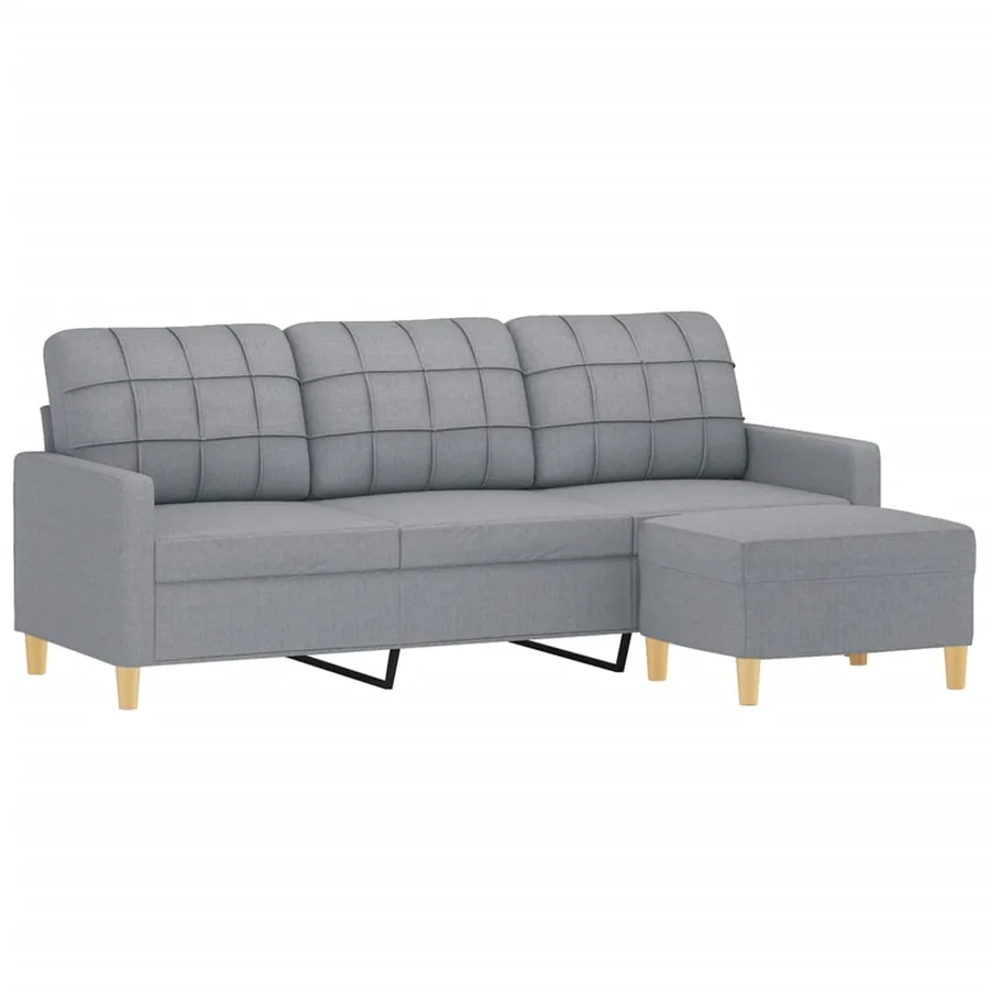 Canapé à 3 places avec repose-pieds Gris clair 180 cm Tissu - 3