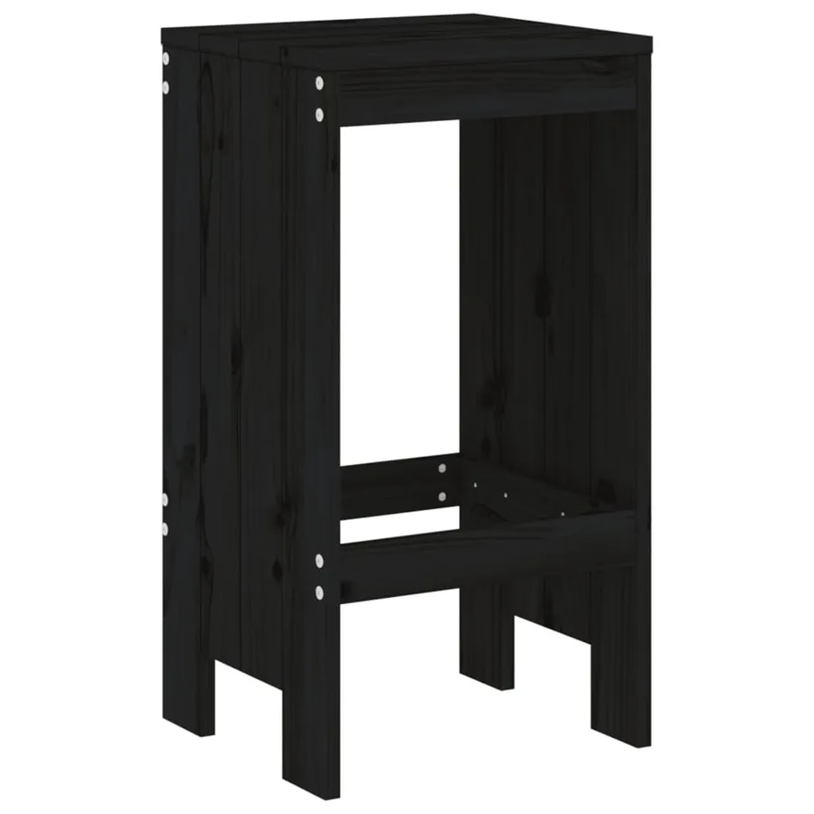 Tabourets de bar lot de 2 noir 40x36x75 cm bois massif de pin - 3
