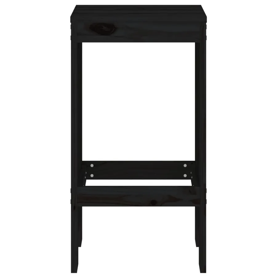 Tabourets de bar lot de 2 noir 40x36x75 cm bois massif de pin - 4