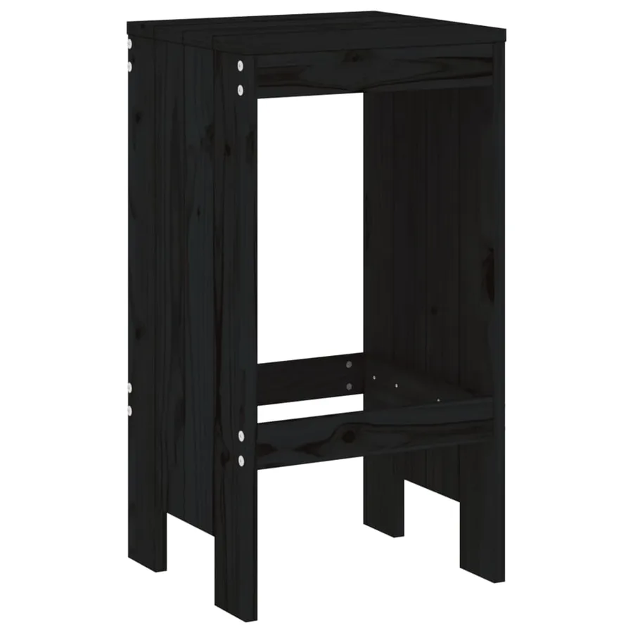 Tabourets de bar lot de 2 noir 40x36x75 cm bois massif de pin - 6
