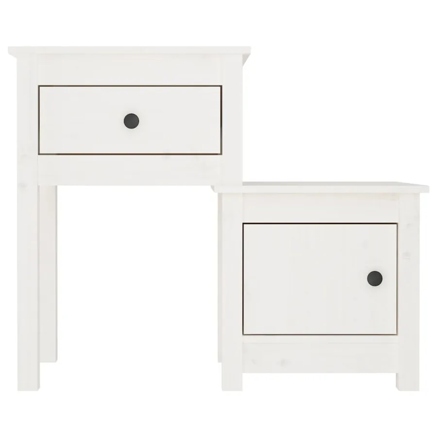 Table de chevet Blanc 79,5x38x65,5 cm Bois de pin massif - 4
