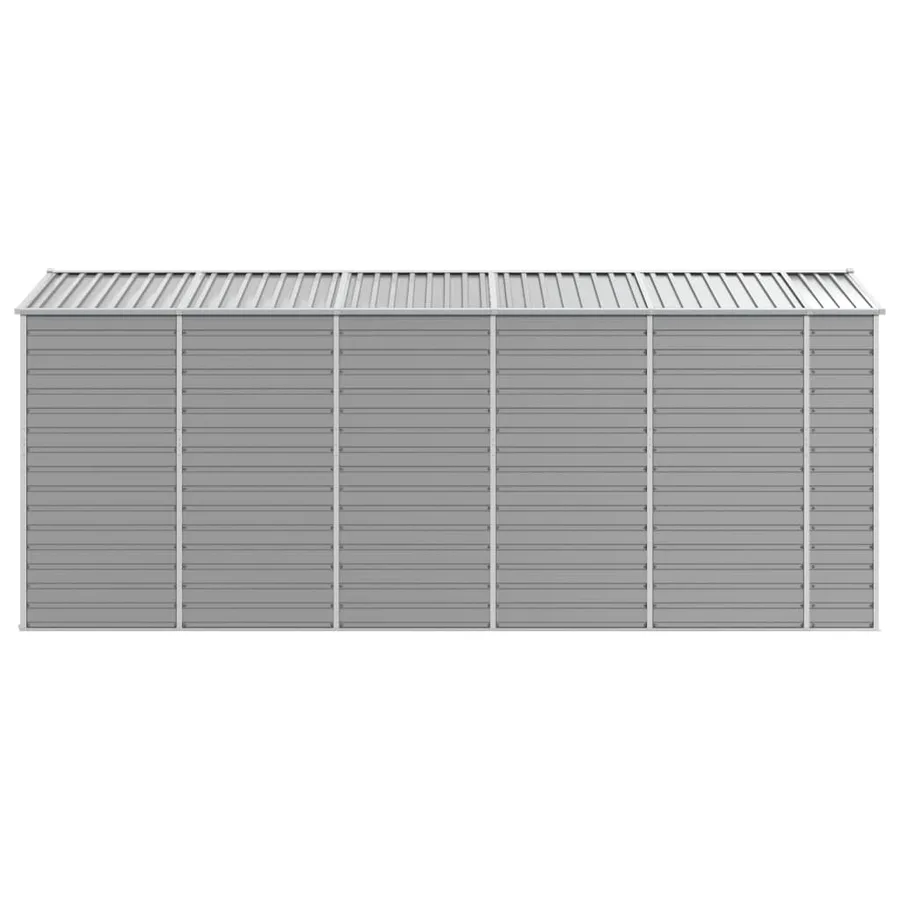 Abri de jardin gris clair 191 x 470 x 198 cm en acier galvanisé - 6