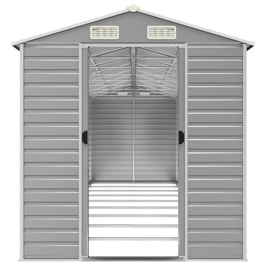 Abri de jardin gris clair 191 x 810 x 198 cm en acier galvanisé - 5