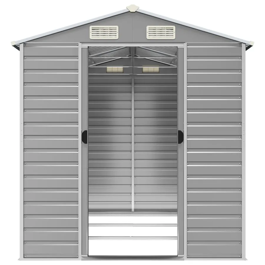 Abri de jardin gris clair 191 x 300 x 198 cm en acier galvanisé - 5