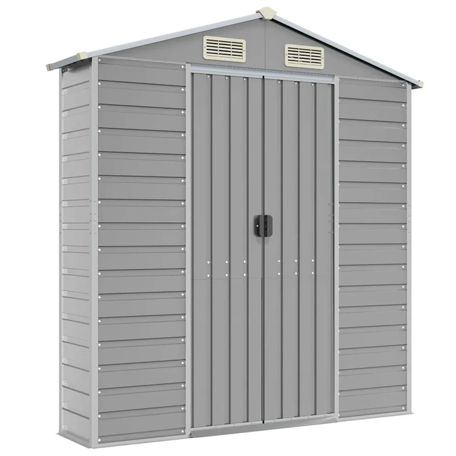 Abri de jardin gris clair 191 x 300 x 198 cm en acier galvanisé - 8