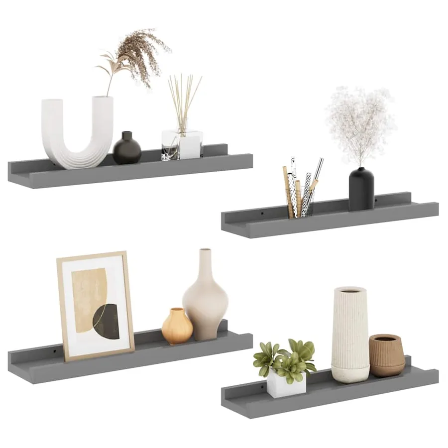 Étagères murales 4 pcs Gris 40x9x3 cm - 4