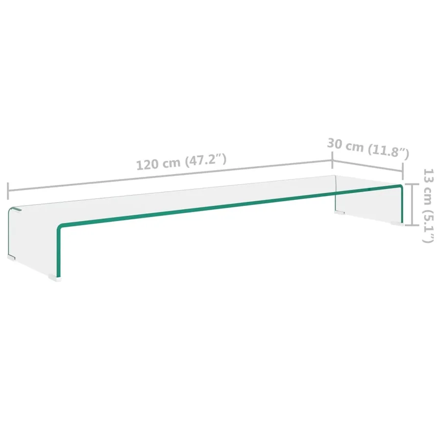 Meuble TV/pour moniteur 120x30x13 cm verre transparent - 6