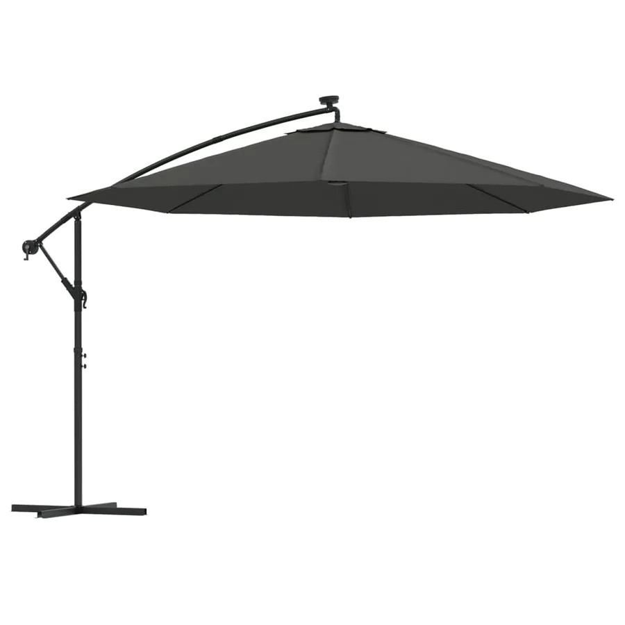 Parasol de jardin en porte-à-faux et lumières LED mât en métal - 2
