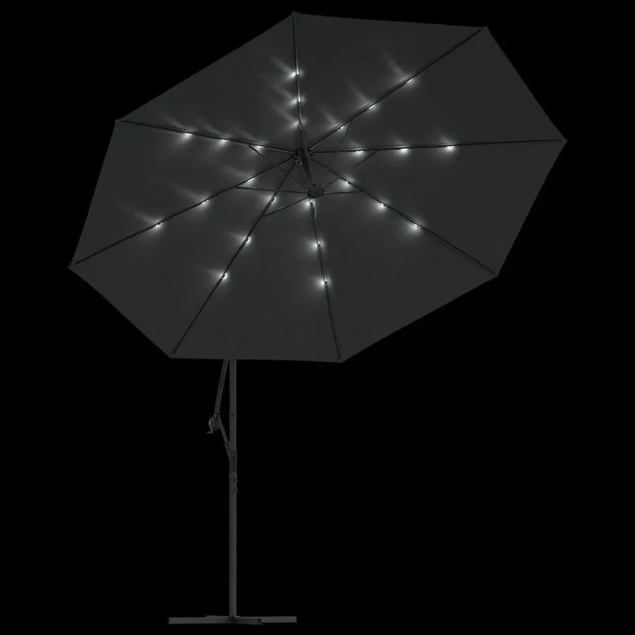 Parasol de jardin en porte-à-faux et lumières LED mât en métal - 6
