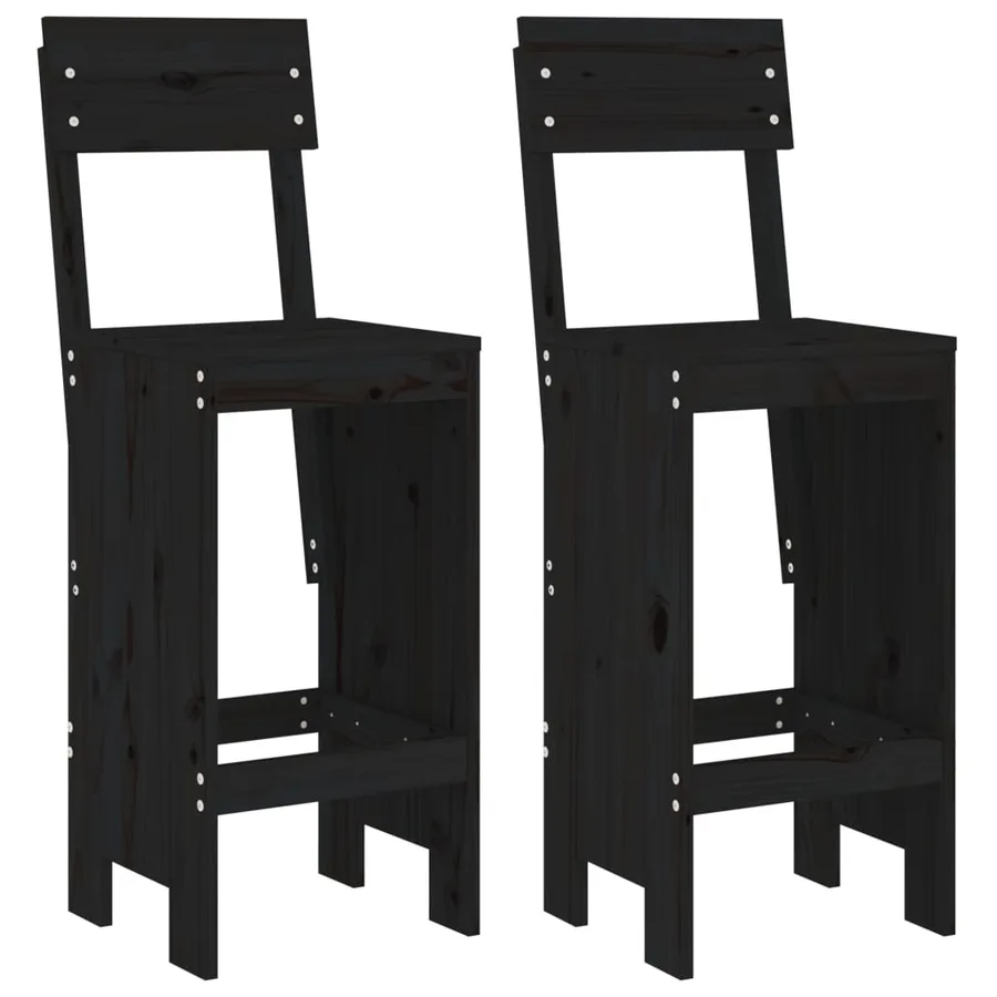 Tabourets de bar lot de 2 noir 40x48,5x115,5 cm bois massif pin - 2