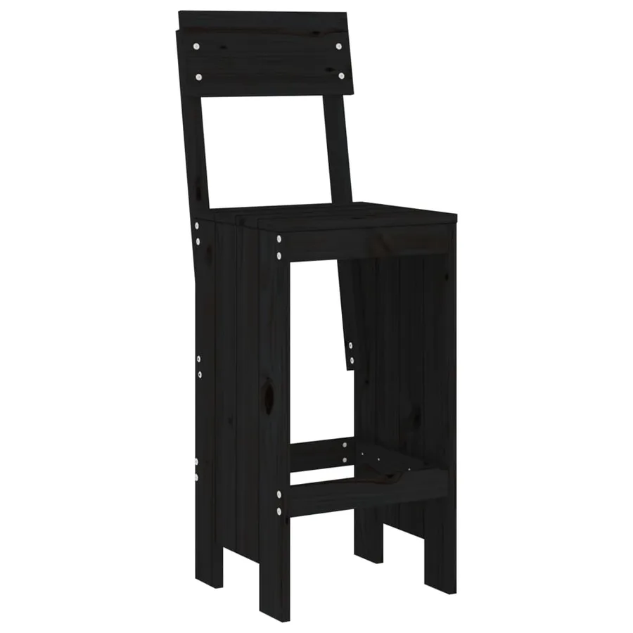 Tabourets de bar lot de 2 noir 40x48,5x115,5 cm bois massif pin - 3