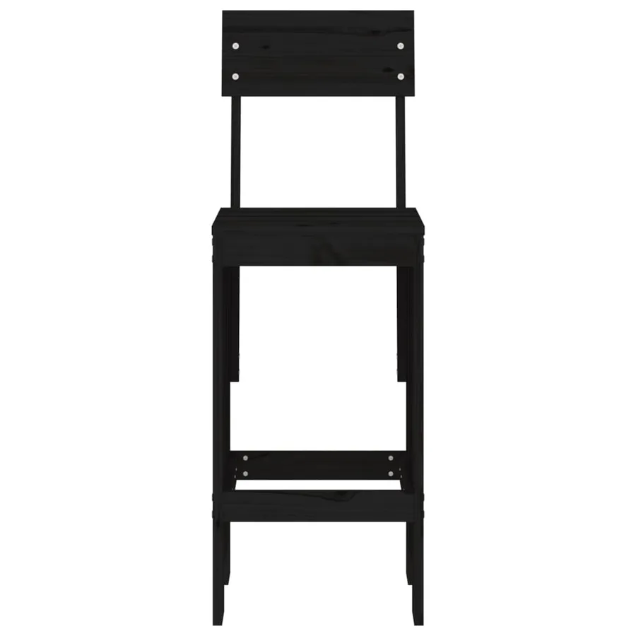 Tabourets de bar lot de 2 noir 40x48,5x115,5 cm bois massif pin - 4