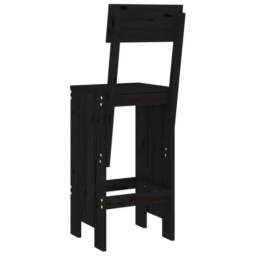 Tabourets de bar lot de 2 noir 40x48,5x115,5 cm bois massif pin - 6