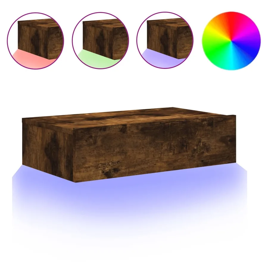 Meuble TV avec éclairage LED chêne fumé 60x35x15,5 cm - 2