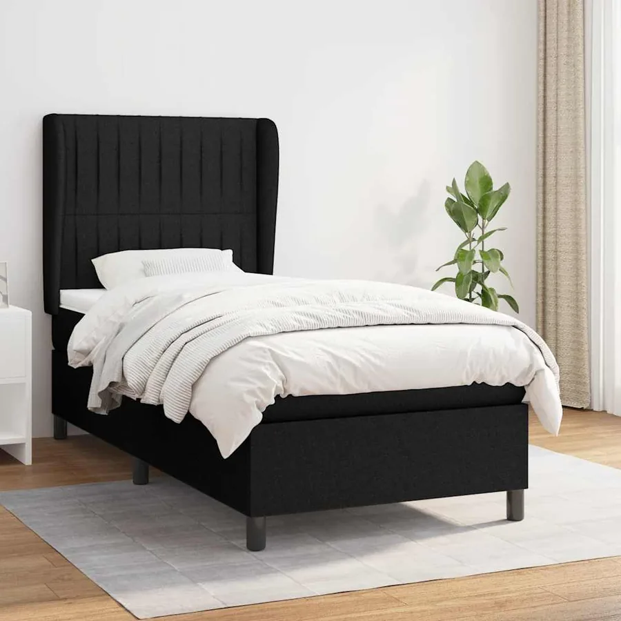 Sommier à lattes de lit et matelas Noir 80x200 cm Tissu