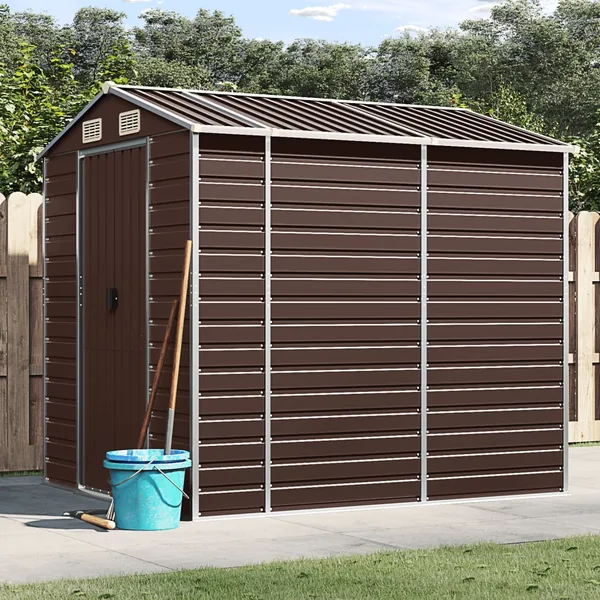 Abri de jardin marron 191 x 215 x 198 cm en acier galvanisé