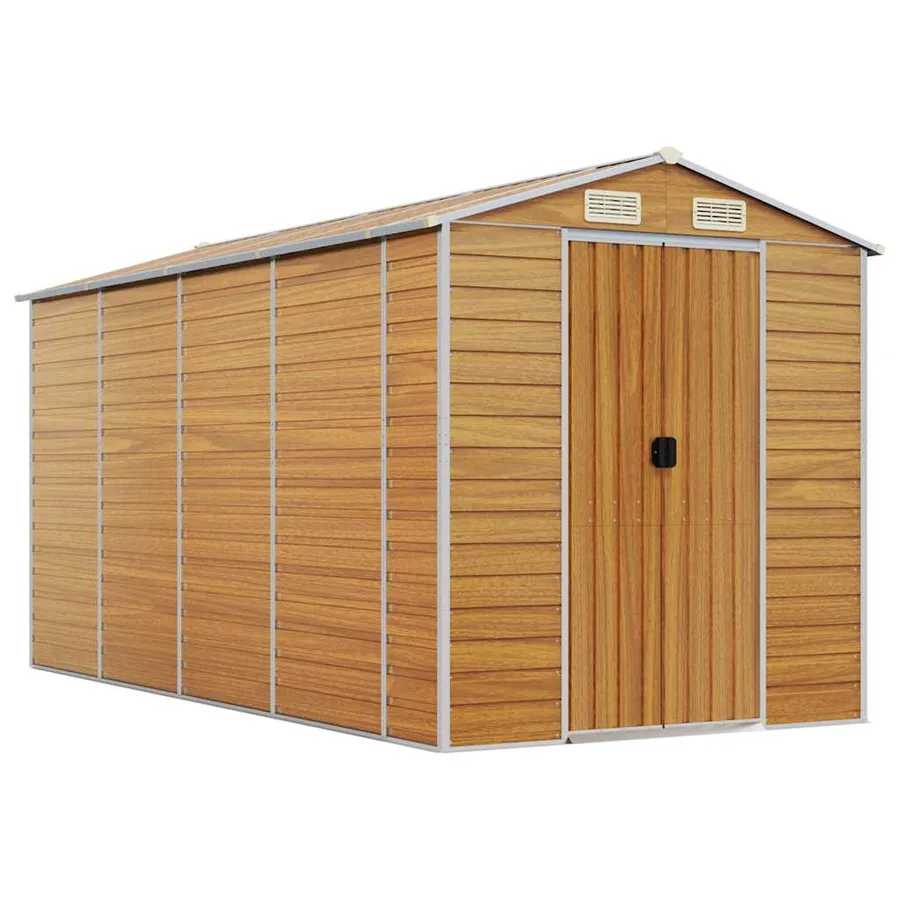 Abri de jardin marron clair 191x385x198 cm acier galvanisé - 2