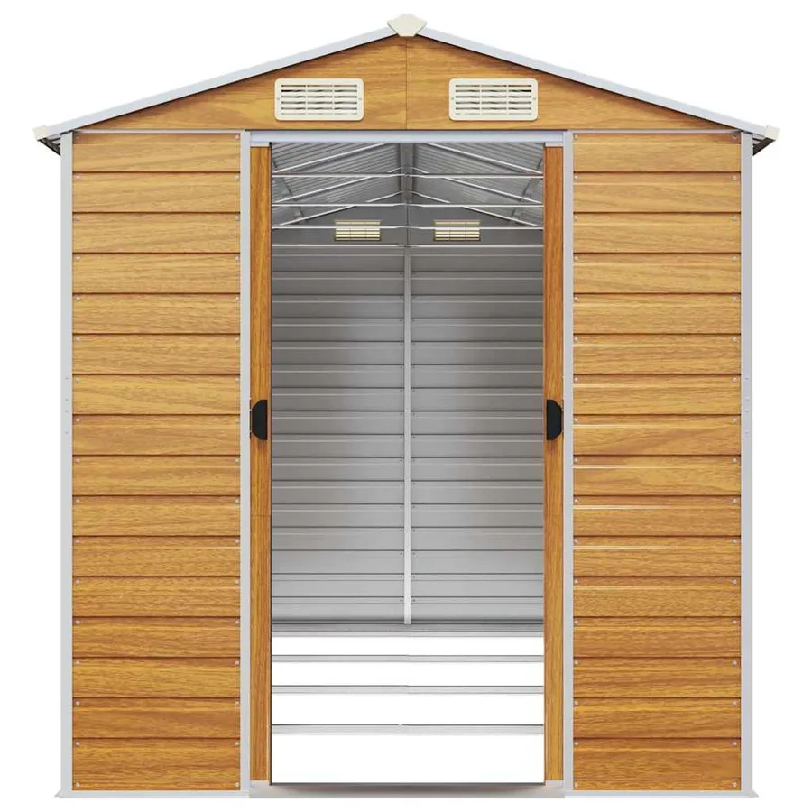 Abri de jardin marron clair 191x385x198 cm acier galvanisé - 5