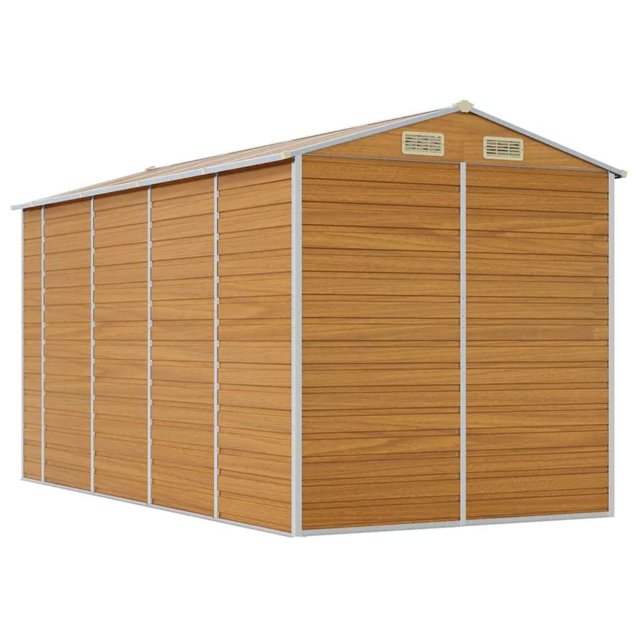 Abri de jardin marron clair 191x385x198 cm acier galvanisé - 7