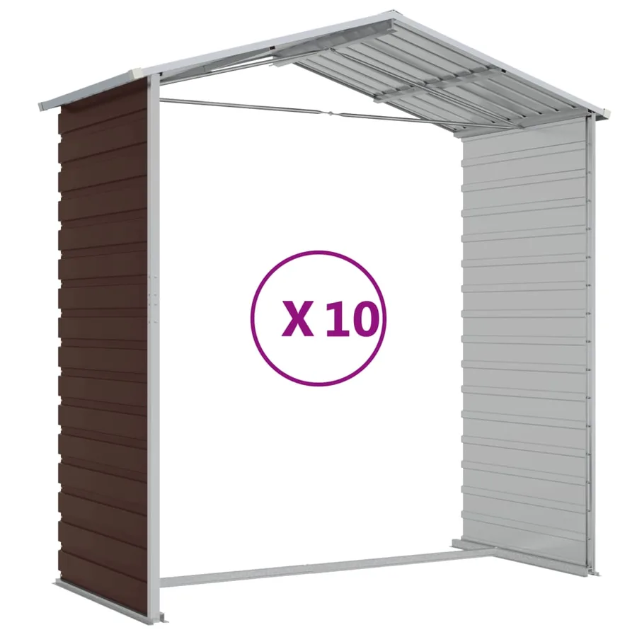 Abri de jardin marron 191x895x198 cm acier galvanisé - 9