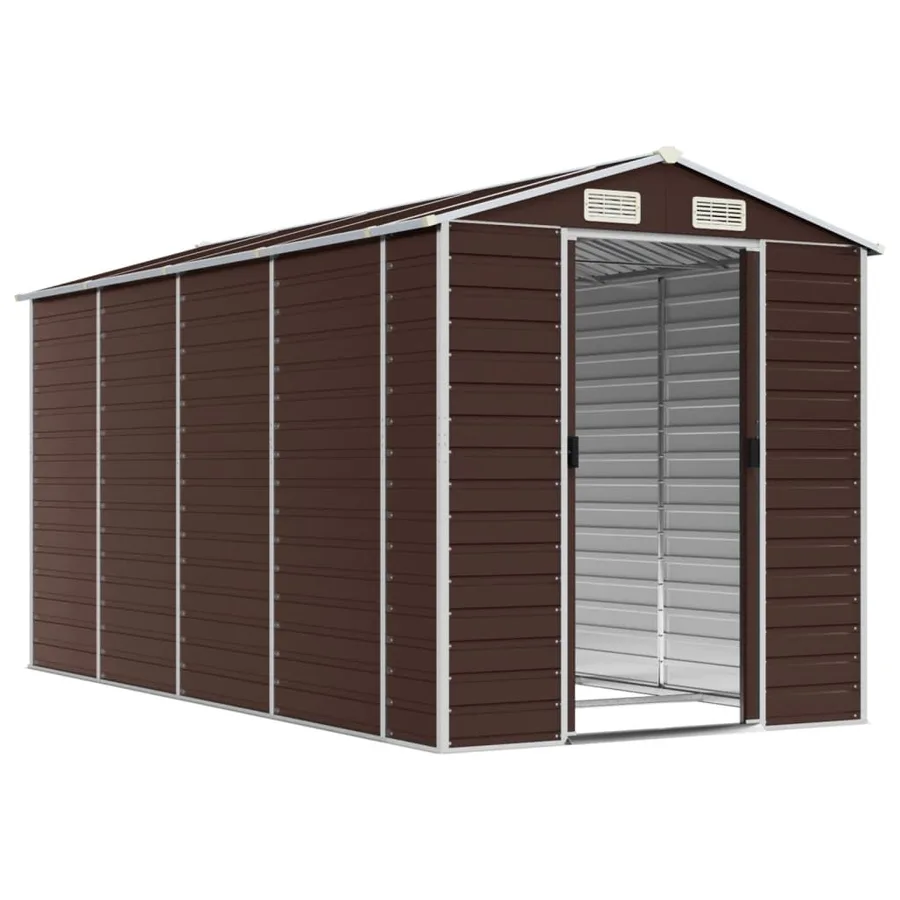 Abri de jardin marron 191 x 385 x 198 cm en acier galvanisé - 3