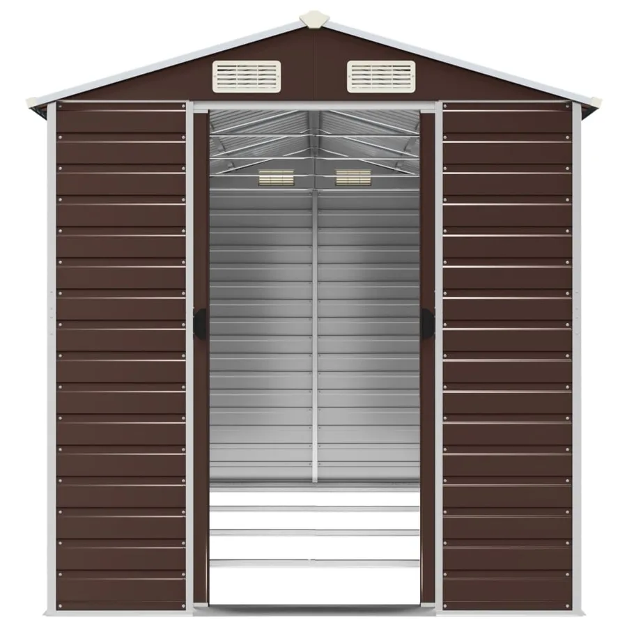 Abri de jardin marron 191 x 385 x 198 cm en acier galvanisé - 5