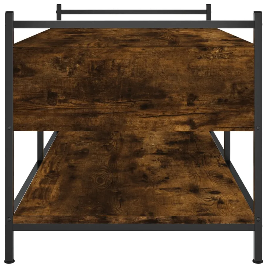 Table basse chêne fumé 99x50x50 cm bois d'ingénierie - 7
