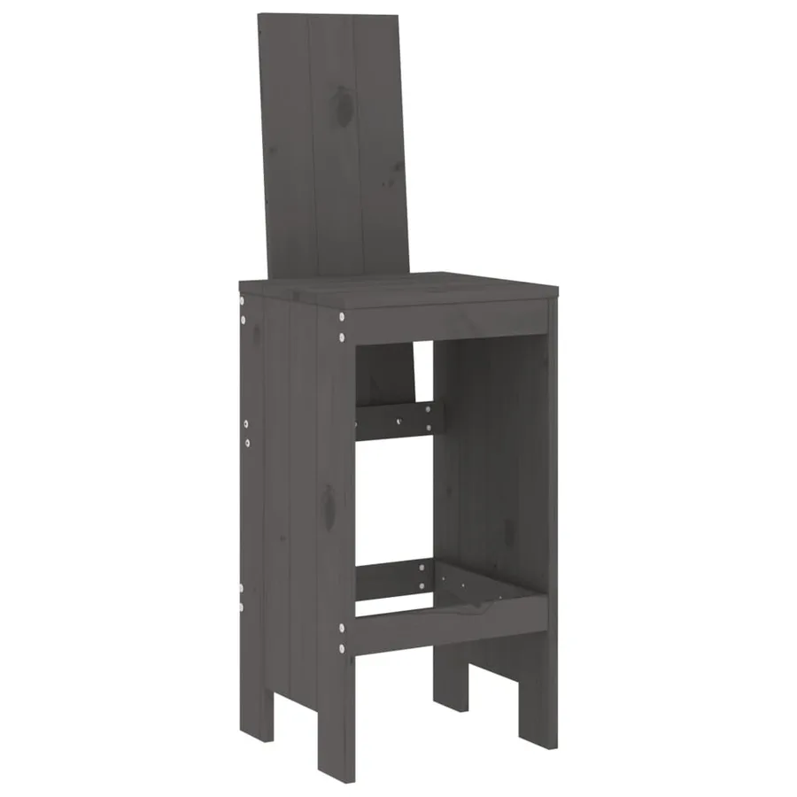 Tabourets de bar lot de 2 gris 40x42x120 cm bois massif de pin - 3